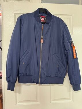 Aspire Navy Bomber Jacket with Orange Pull Tab